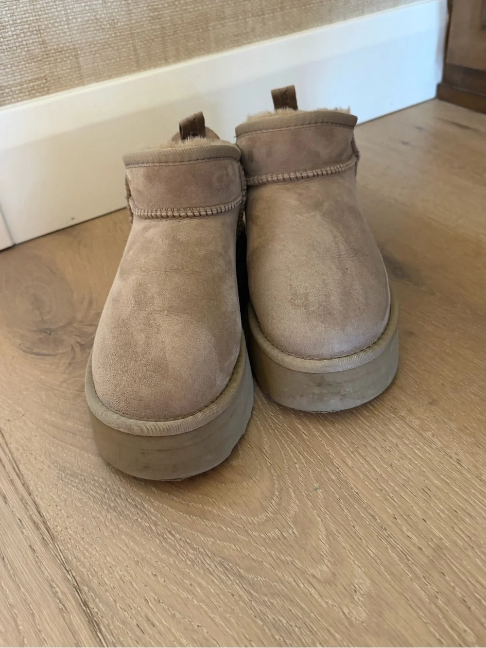 Australia Luxe Collective Women's Short Suede Platform Winter Boots in Taupe